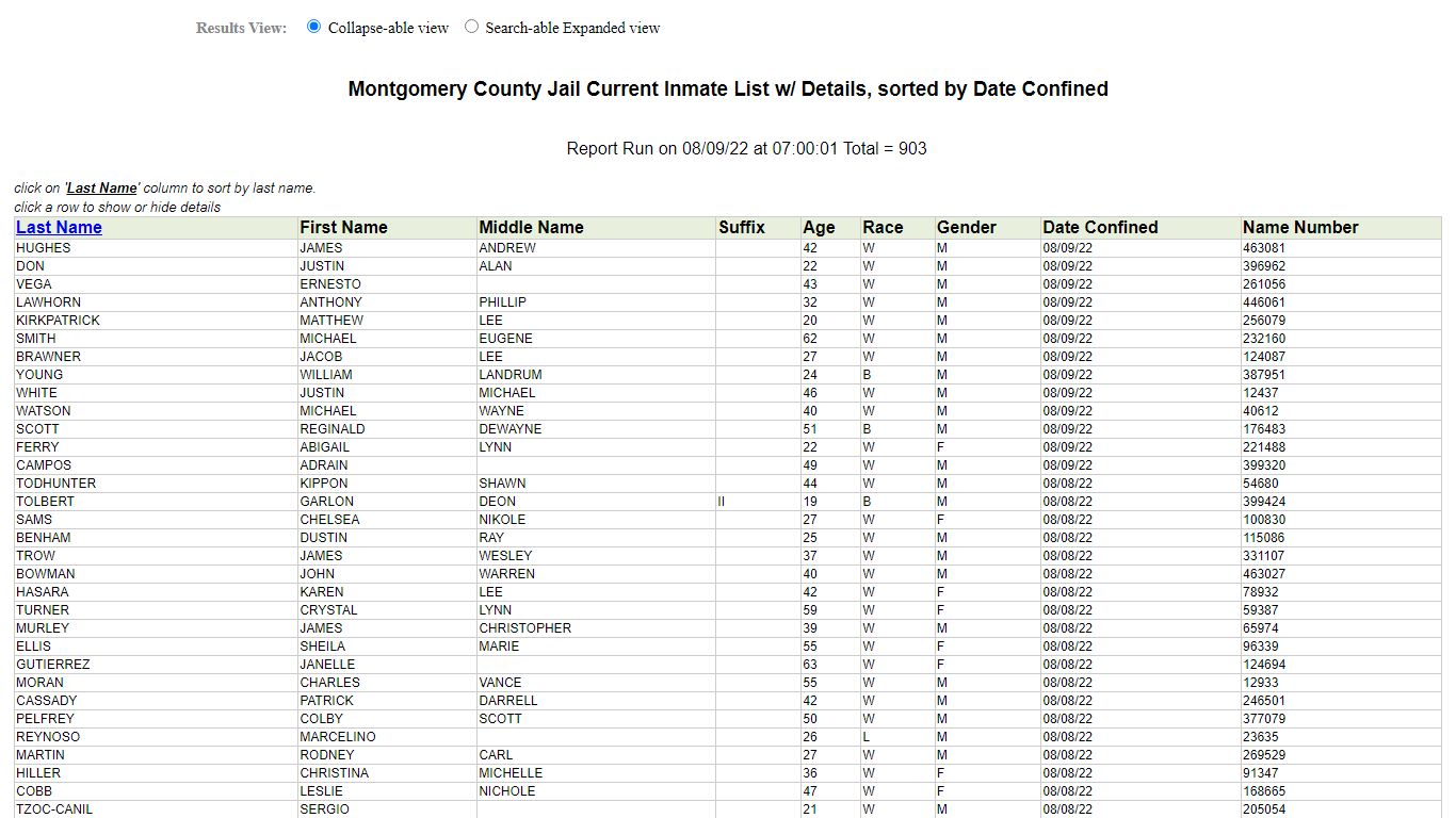 Jail Roster - Montgomery County, Texas